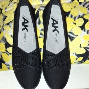 Anne Klein Black Sparkly Slip-On Flats